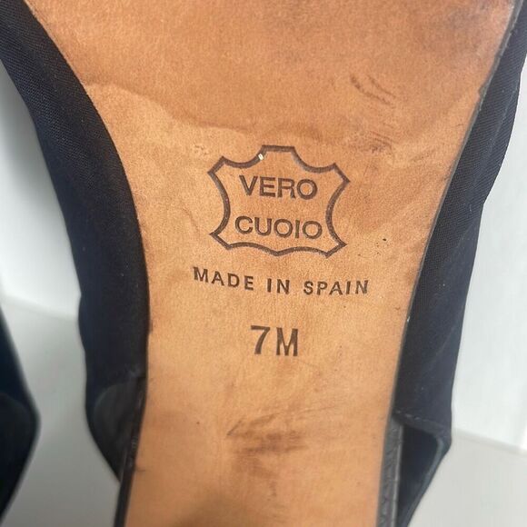 Donald J. Pliner Slingback Fabric and Leather Heeled Sandals 7 Black - Picture 13 of 15